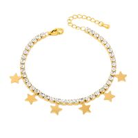 Classic Style Star 304 Stainless Steel 18K Gold Plated Artificial Rhinestones Bracelets In Bulk main image 2