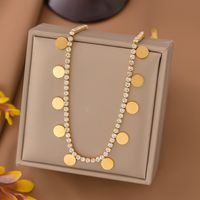 304 Stainless Steel 18K Gold Plated Lady Plating Inlay Star Artificial Rhinestones Bracelets Necklace main image 3
