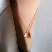 304 Stainless Steel 18K Gold Plated Classic Style Plating Inlay Geometric Plastic Pendant Necklace main image 5