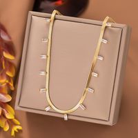304 Stainless Steel 18K Gold Plated Retro Inlay Square Artificial Rhinestones Necklace main image 5