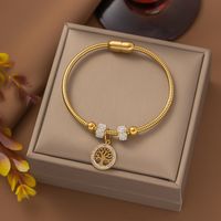 304 Stainless Steel 18K Gold Plated Streetwear Plating Inlay Sun Tree Resin Bracelets Necklace sku image 3