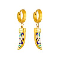 304 Stainless Steel 18K Gold Plated Commute Enamel Horns Earrings Necklace main image 5
