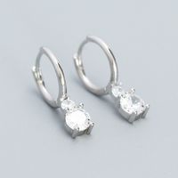 1 Pair Simple Style Geometric Inlay Sterling Silver Zircon Drop Earrings sku image 2