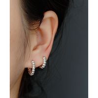 1 Paar Einfacher Stil Geometrisch Überzug Sterling Silber Ohrringe main image 5