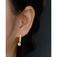 1 Pair Lady Geometric Inlay Sterling Silver Zircon Earrings main image 4