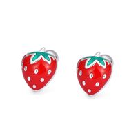 1 Pair Sweet Simple Style Strawberry Plating Sterling Silver Ear Studs main image 4