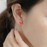 1 Pair Sweet Simple Style Strawberry Plating Sterling Silver Ear Studs main image 2
