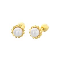 1 Pair Simple Style Geometric Plating Inlay Sterling Silver Artificial Pearls Ear Studs main image 3