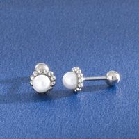 1 Paire Style Simple Géométrique Placage Incruster Argent Sterling Perles Artificielles Boucles D'oreilles sku image 7
