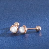 1 Paire Style Simple Géométrique Placage Incruster Argent Sterling Perles Artificielles Boucles D'oreilles sku image 10