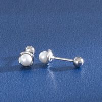 1 Paire Style Simple Géométrique Placage Incruster Argent Sterling Perles Artificielles Boucles D'oreilles sku image 9