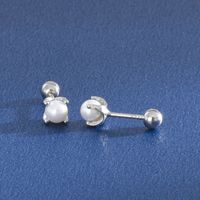 1 Paire Style Simple Géométrique Placage Incruster Argent Sterling Perles Artificielles Boucles D'oreilles sku image 11