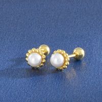 1 Paar Einfacher Stil Geometrisch Überzug Inlay Sterling Silber Künstliche Perlen Ohrstecker sku image 14