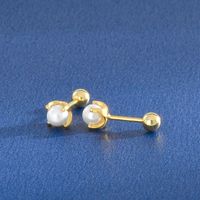 1 Paire Style Simple Géométrique Placage Incruster Argent Sterling Perles Artificielles Boucles D'oreilles sku image 12