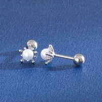 1 Paar Einfacher Stil Geometrisch Überzug Inlay Sterling Silber Künstliche Perlen Ohrstecker sku image 3