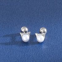 1 Pair Simple Style Geometric Plating Inlay Sterling Silver Artificial Pearls Ear Studs sku image 5