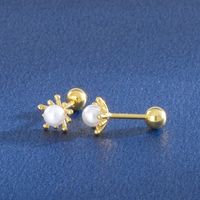 1 Paar Einfacher Stil Geometrisch Überzug Inlay Sterling Silber Künstliche Perlen Ohrstecker sku image 4