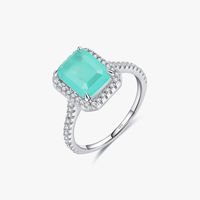 Ig Style Elegant Rectangle Sterling Silver Inlay Crystal Rhodium Plated Rings sku image 1