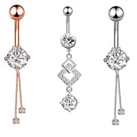 Simple Style Water Droplets Flower Butterfly Stainless Steel Inlay Zircon Women's Belly Ring main image 5