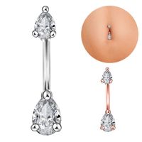 Simple Style Water Droplets Flower Butterfly Stainless Steel Inlay Zircon Women's Belly Ring main image 2