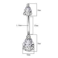 Simple Style Water Droplets Flower Butterfly Stainless Steel Inlay Zircon Women's Belly Ring main image 4