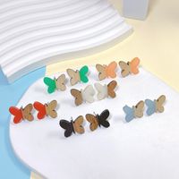 1 Pair Sweet Butterfly Wood Resin Ear Studs main image 1