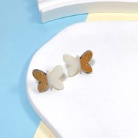 1 Pair Sweet Butterfly Wood Resin Ear Studs sku image 1