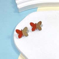 1 Pair Sweet Butterfly Wood Resin Ear Studs sku image 5