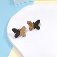 1 Pair Sweet Butterfly Wood Resin Ear Studs sku image 4