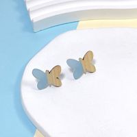 1 Pair Sweet Butterfly Wood Resin Ear Studs sku image 6
