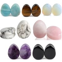 1 Pair Vintage Style Marble Natural Stone Turquoise Obsidian Ear Studs main image 6