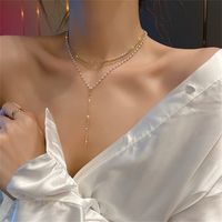 Sweet Tassel Imitation Pearl Alloy Rhinestone Women's Layered Necklaces main image 6