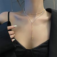 Sweet Tassel Imitation Pearl Alloy Rhinestone Women's Layered Necklaces main image 3