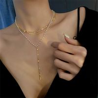 Sweet Tassel Imitation Pearl Alloy Rhinestone Women's Layered Necklaces main image 4