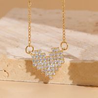 Copper Modern Style Plating Inlay Heart Shape Zircon Pendant Necklace main image 4