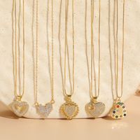 Copper Modern Style Plating Inlay Heart Shape Zircon Pendant Necklace main image 1