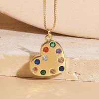 Copper Modern Style Plating Inlay Heart Shape Zircon Pendant Necklace sku image 2