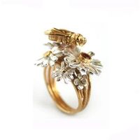 Wholesale Jewelry Artistic Flower Bee Alloy Plating Rings main image 2