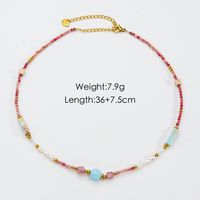 Casual Simple Style Multicolor Natural Stone Freshwater Pearl Shell Beaded Handmade Plating Necklace sku image 25