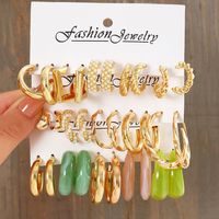 1 Set Lady Simple Style Geometric Plating Inlay Alloy Acetic Acid Sheets Artificial Pearls Earrings sku image 9