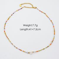 Casual Simple Style Multicolor Natural Stone Freshwater Pearl Shell Beaded Handmade Plating Necklace sku image 6