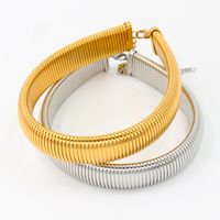 304 Stainless Steel 18K Gold Plated Lady Solid Color Choker main image 1
