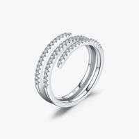 Ig Style Elegant Simple Style Lines Sterling Silver Plating Inlay Zircon Rhodium Plated Rings main image 2
