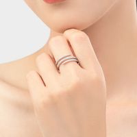 Ig Style Elegant Simple Style Lines Sterling Silver Plating Inlay Zircon Rhodium Plated Rings main image 4