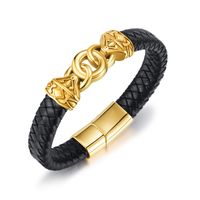 Vintage Style Dragon 304 Stainless Steel Pu Leather Braid Men'S Bangle main image 4