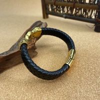 Vintage Style Dragon 304 Stainless Steel Pu Leather Braid Men'S Bangle main image 3