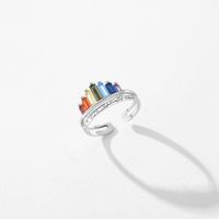 Elegant Sweet Rainbow Sterling Silver Rhodium Plated Zircon Rings In Bulk main image 1