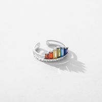 Elegant Sweet Rainbow Sterling Silver Rhodium Plated Zircon Rings In Bulk main image 3