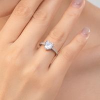 Elegant Glam Heart Shape Sterling Silver Rhodium Plated Zircon Rings In Bulk main image 4