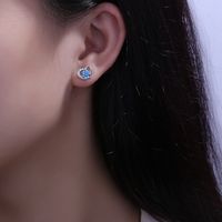 1 Pair Lady Sweet Heart Shape Inlay Copper Zircon Ear Studs main image 3
